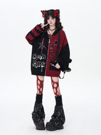 CRAZYGIRL Colorblock Striped Gothic Women's Loose Knit Thermal Cardigans