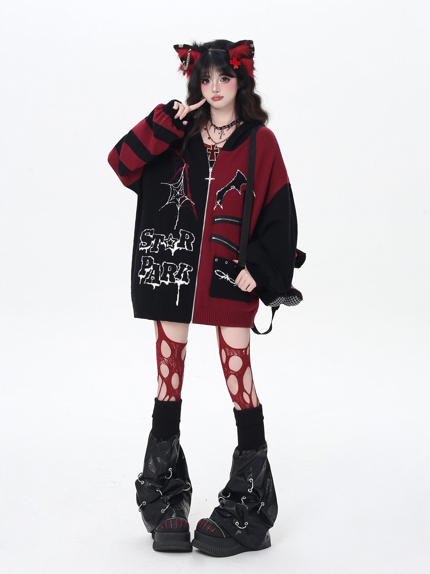 CRAZYGIRL Colorblock Striped Gothic Women's Loose Knit Thermal Cardigans