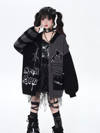 CRAZYGIRL Colorblock Striped Gothic Women's Loose Knit Thermal Cardigans