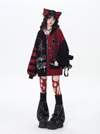 CRAZYGIRL Colorblock Striped Gothic Women's Loose Knit Thermal Cardigans