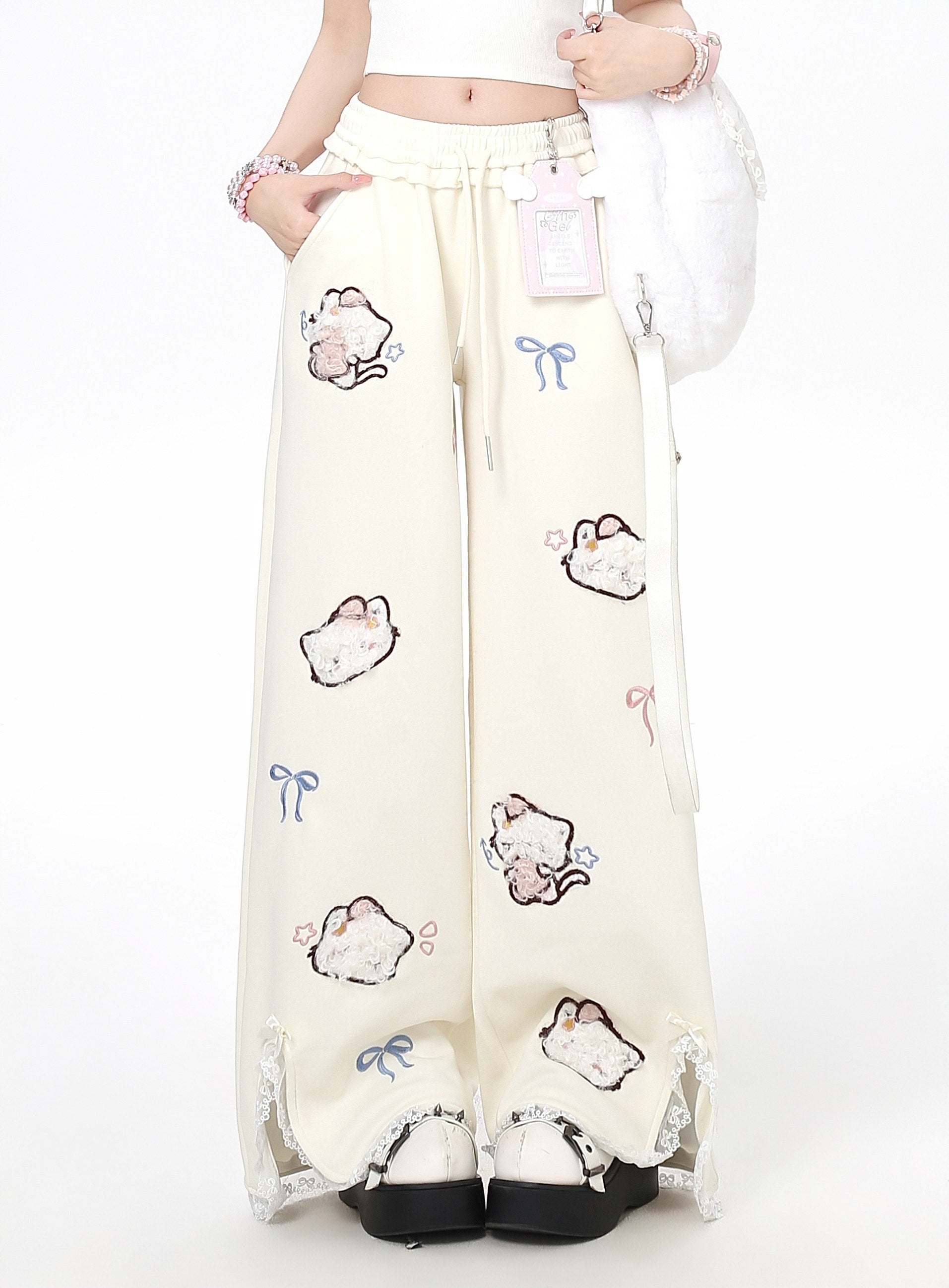 CRAZYGIRL_Cute_Cat_3d_Embroidery_Bow_Lace_High_Waist_Women's_Other_Material_Chinos_1040262754280_MISSTT