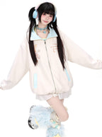 CRAZYGIRL Cute Kitten Polka Dot Reversible Loose Women's Suede Leather Jackets