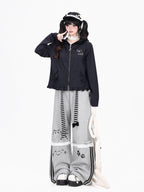 CRAZYGIRL Cute Rabbit Ear Hood Ruffle Zip Uv Protection Women's Lightweight Jackets