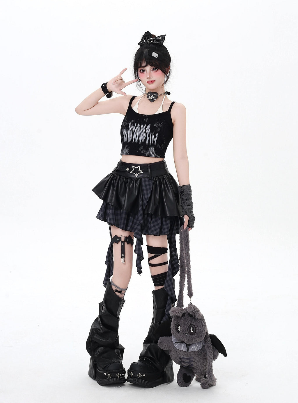 CRAZYGIRL_Dark_Asymmetric_Designer_Women's_High_Waist_Zipper_Leather_Star_Belt_Mini_Skirts_977098302253_MISSTT