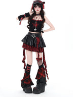 CRAZYGIRL Dark Asymmetric Designer Women's High Waist Zipper Leather Star Belt Mini Skirts