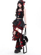 CRAZYGIRL Dark Asymmetric Designer Women's High Waist Zipper Leather Star Belt Mini Skirts