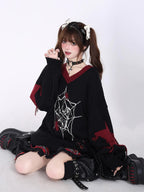 CRAZYGIRL Dark Cute Star V-neck Oversized Streetwear Women's Knit Sweaters