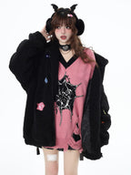 CRAZYGIRL Dark Cute Star V-neck Oversized Streetwear Women's Knit Sweaters