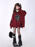CRAZYGIRL Dark Cute Star V-neck Oversized Streetwear Women's Knit Sweaters