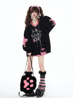 CRAZYGIRL Dark Cute Star V-neck Oversized Streetwear Women's Knit Sweaters