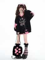 CRAZYGIRL Dark Cute Star V-neck Oversized Streetwear Women's Knit Sweaters