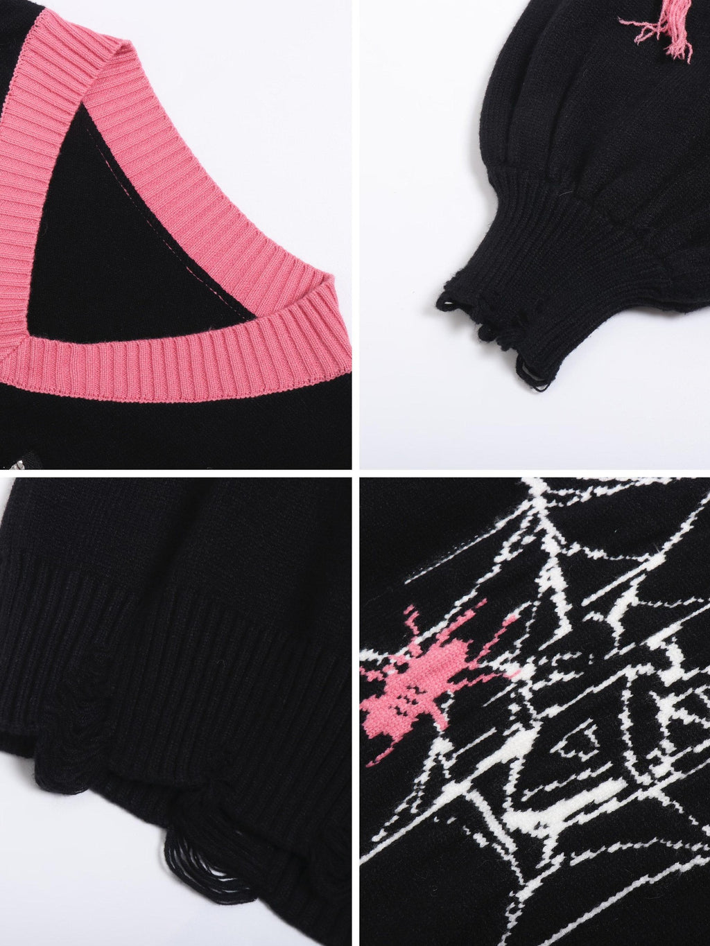 CRAZYGIRL Dark Cute Star V-neck Oversized Streetwear Women's Knit Sweaters