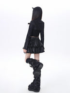 CRAZYGIRL Dark Y2k Hooded Cropped Button Slim Women's Other Long Sleeve T-shirts