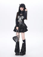 CRAZYGIRL Dark Y2k Hooded Cropped Button Slim Women's Other Long Sleeve T-shirts