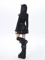 CRAZYGIRL Dark Y2k Hooded Cropped Button Slim Women's Other Long Sleeve T-shirts
