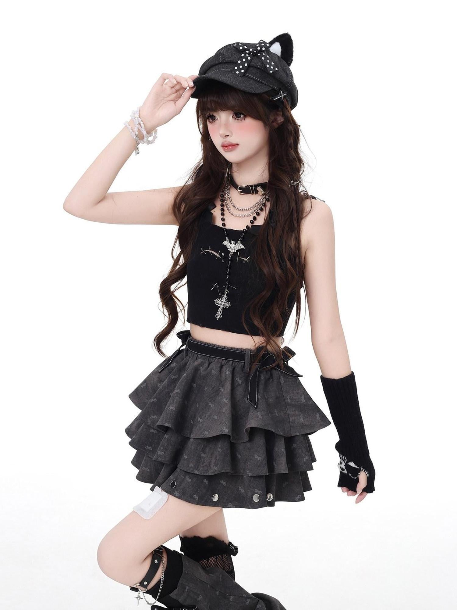 CRAZYGIRL Deep Gray Tone On Tone Ruched Tie Dye Tiered Gothic Women's Leg Warmers