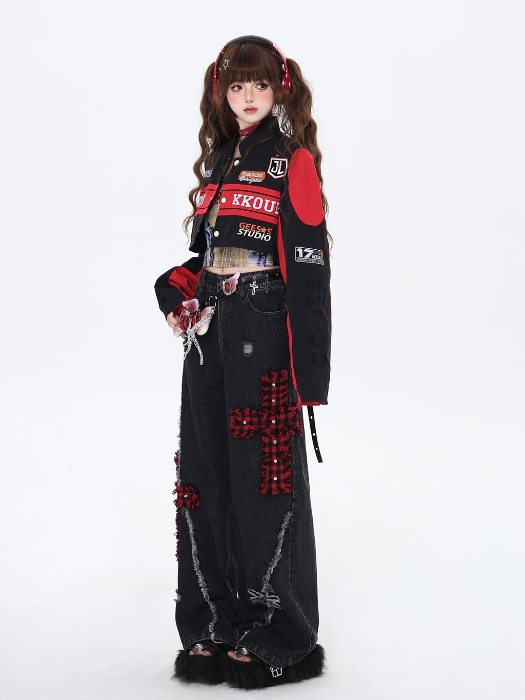 CRAZYGIRL Detachable Two In One Baseball Stand Collar Snap Button Women's Windbreakers