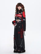 CRAZYGIRL Detachable Two In One Baseball Stand Collar Snap Button Women's Windbreakers