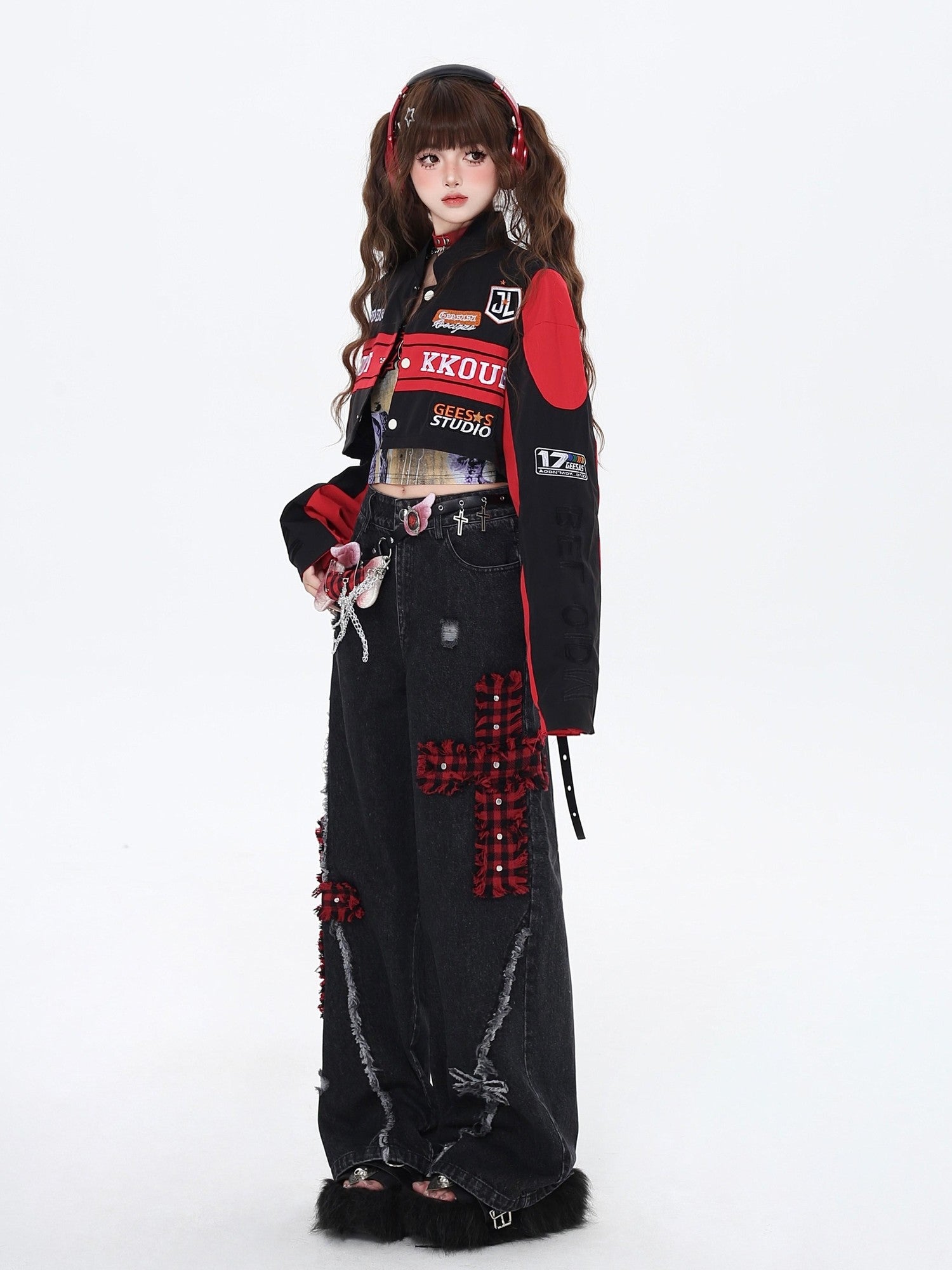 CRAZYGIRL Detachable Two In One Baseball Stand Collar Snap Button Women's Windbreakers