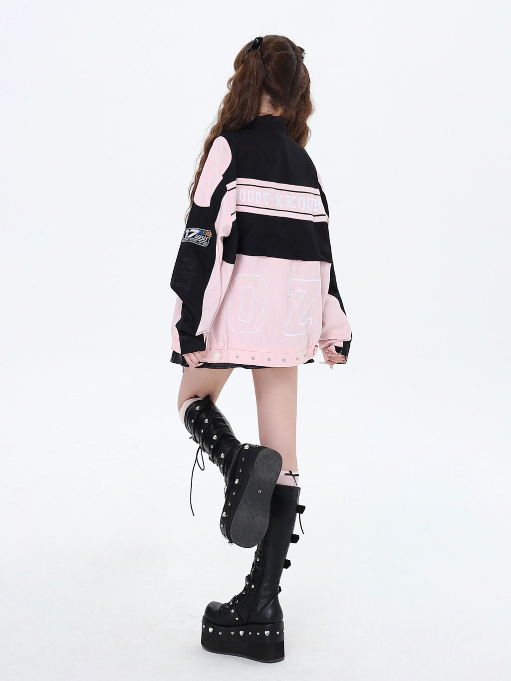 CRAZYGIRL Detachable Two In One Baseball Stand Collar Snap Button Women's Windbreakers