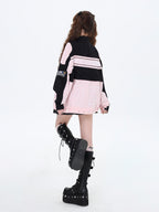 CRAZYGIRL Detachable Two In One Baseball Stand Collar Snap Button Women's Windbreakers