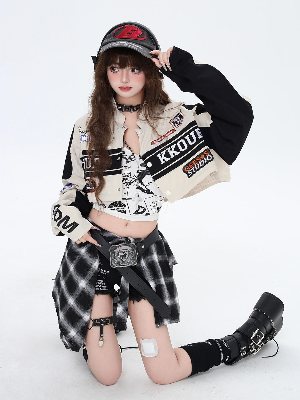 CRAZYGIRL Detachable Two In One Baseball Stand Collar Snap Button Women's Windbreakers