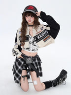 CRAZYGIRL Detachable Two In One Baseball Stand Collar Snap Button Women's Windbreakers