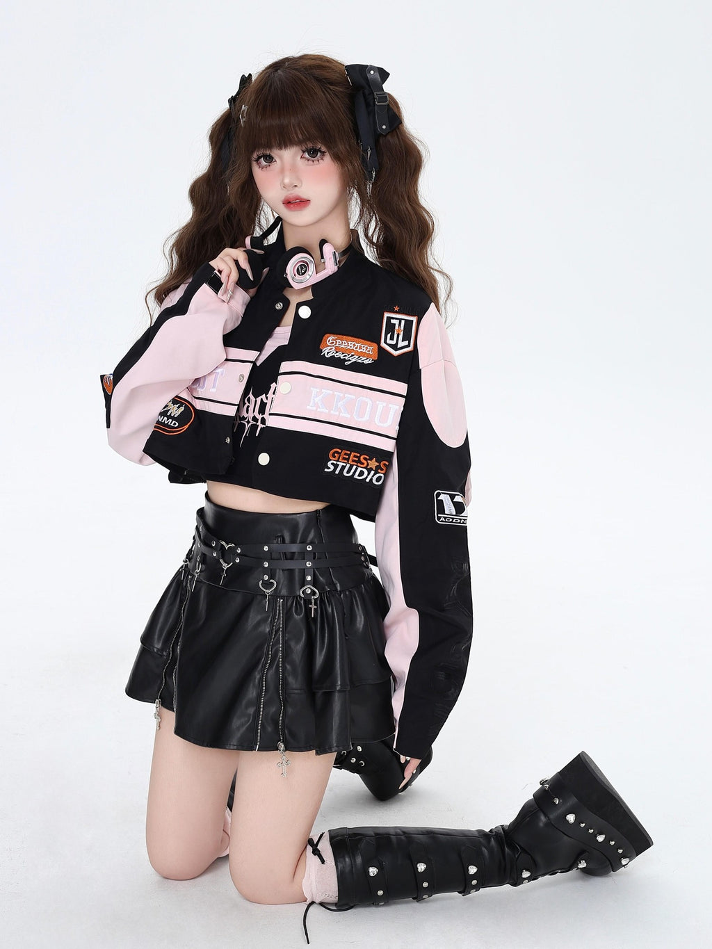 CRAZYGIRL Detachable Two In One Baseball Stand Collar Snap Button Women's Windbreakers