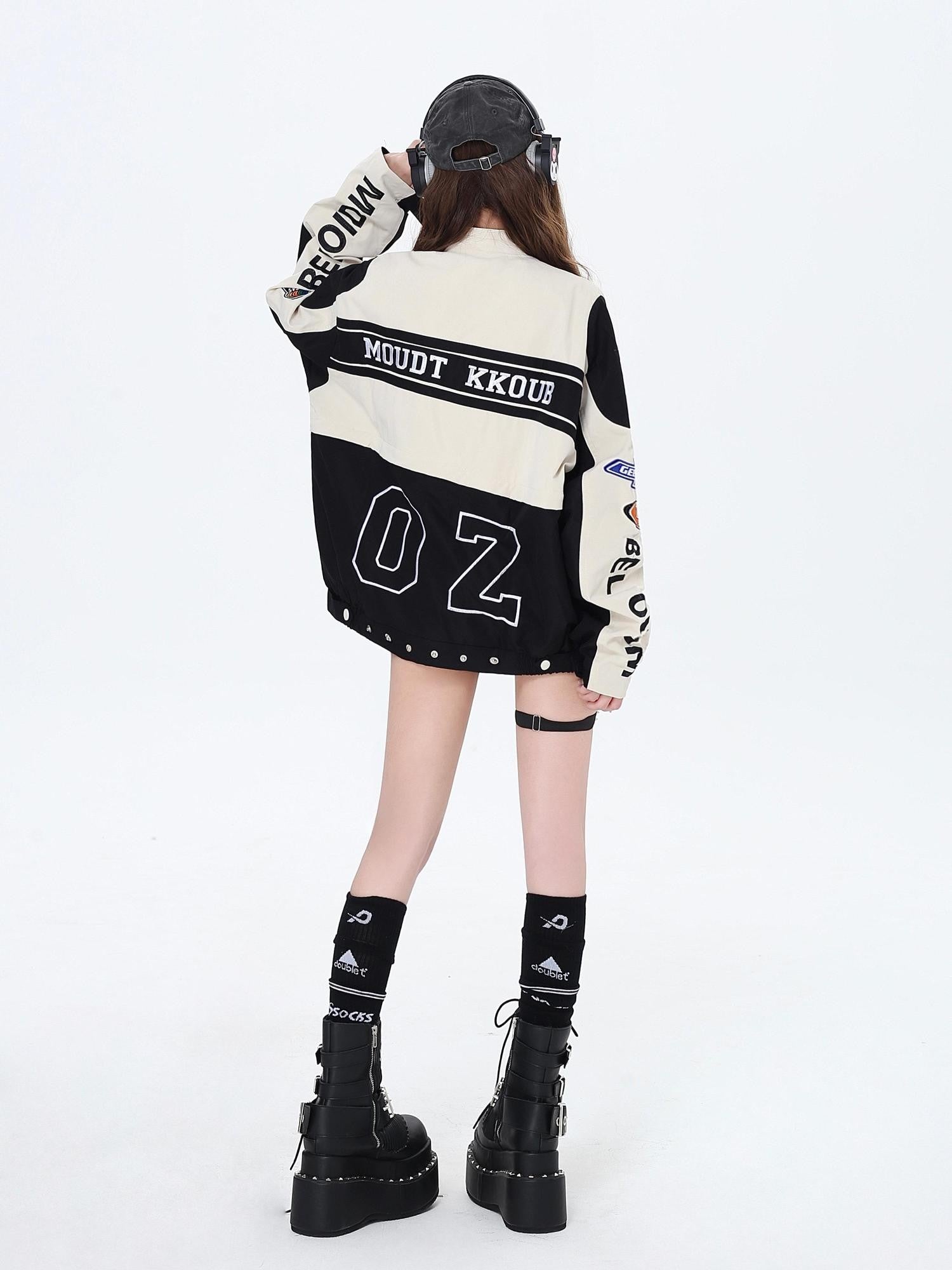 CRAZYGIRL Detachable Two In One Baseball Stand Collar Snap Button Women's Windbreakers