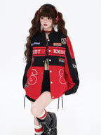 CRAZYGIRL Detachable Two In One Baseball Stand Collar Snap Button Women's Windbreakers