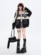 CRAZYGIRL Detachable Two In One Baseball Stand Collar Snap Button Women's Windbreakers