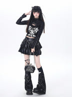CRAZYGIRL Edgy Punk Chain Tiered Puff High Waist Women's Faux Leather Mini Skirts