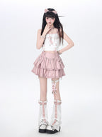 CRAZYGIRL Edgy Punk Chain Tiered Puff High Waist Women's Faux Leather Mini Skirts