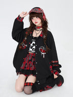 CRAZYGIRL Embroidered Plaid Patchwork Lapel Collar Baseball Style Women's Casual Jackets