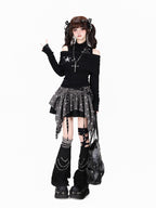 CRAZYGIRL Faux Two Piece Mock Neck Spliced Slim Fit Women's Stretch Long Sleeve T-shirts