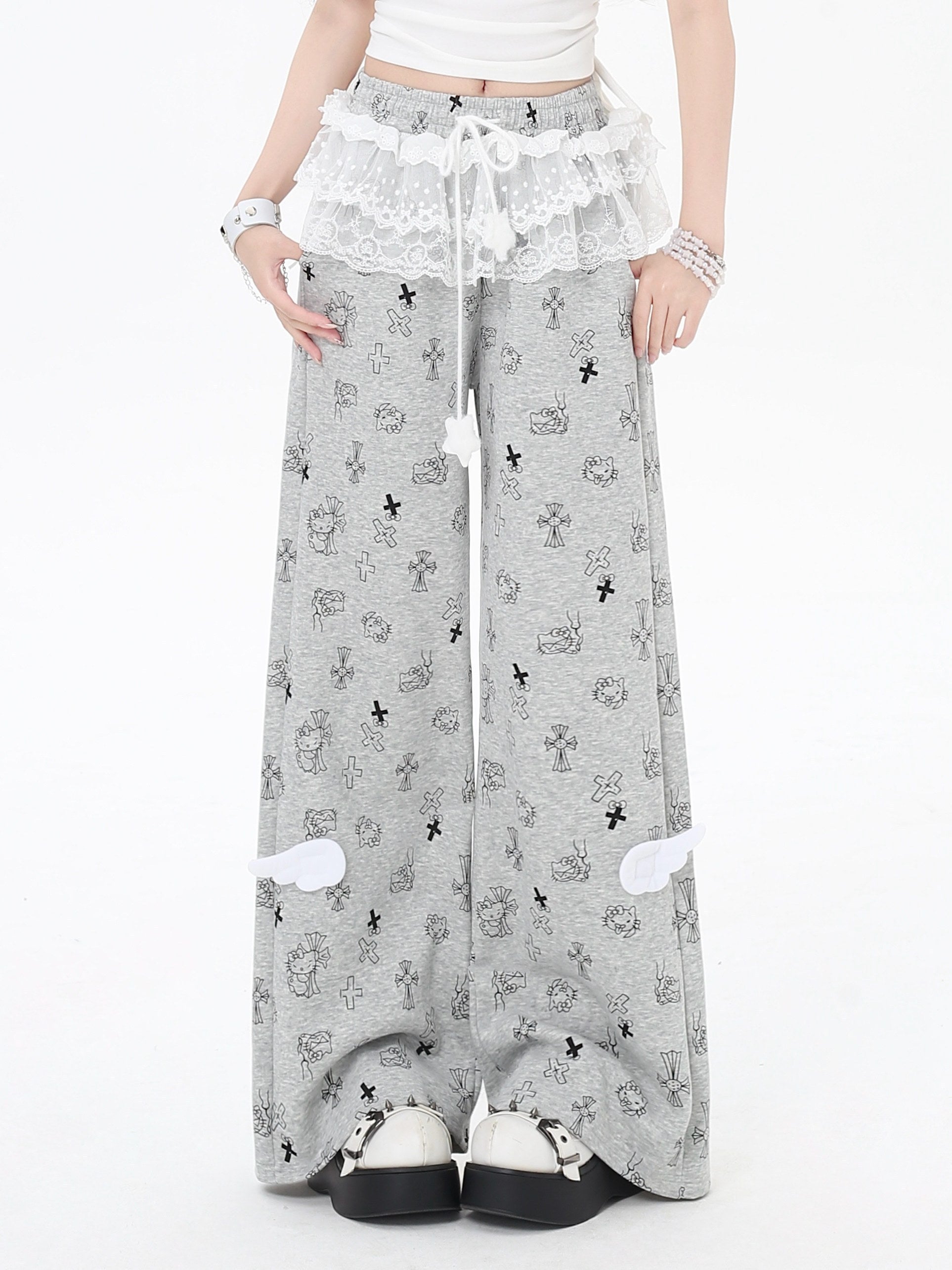 CRAZYGIRL_Floral_Print_Lace_Trim_High_Waist_Straight_Leg_Women's_Sweatpants/joggers_975482125214_MISSTT
