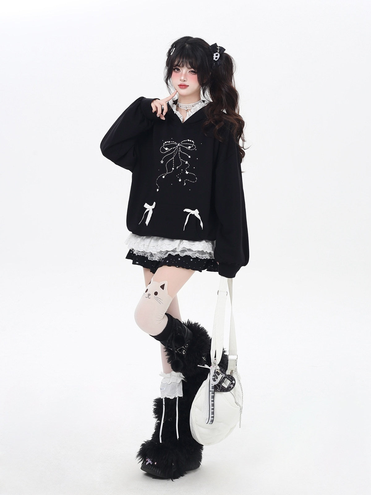 CRAZYGIRL_Girlish_Cartoon_Bow_Rhinestone_Lace_Hooded_Loose_Women's_Sweatshirts_961712390856_MISSTT
