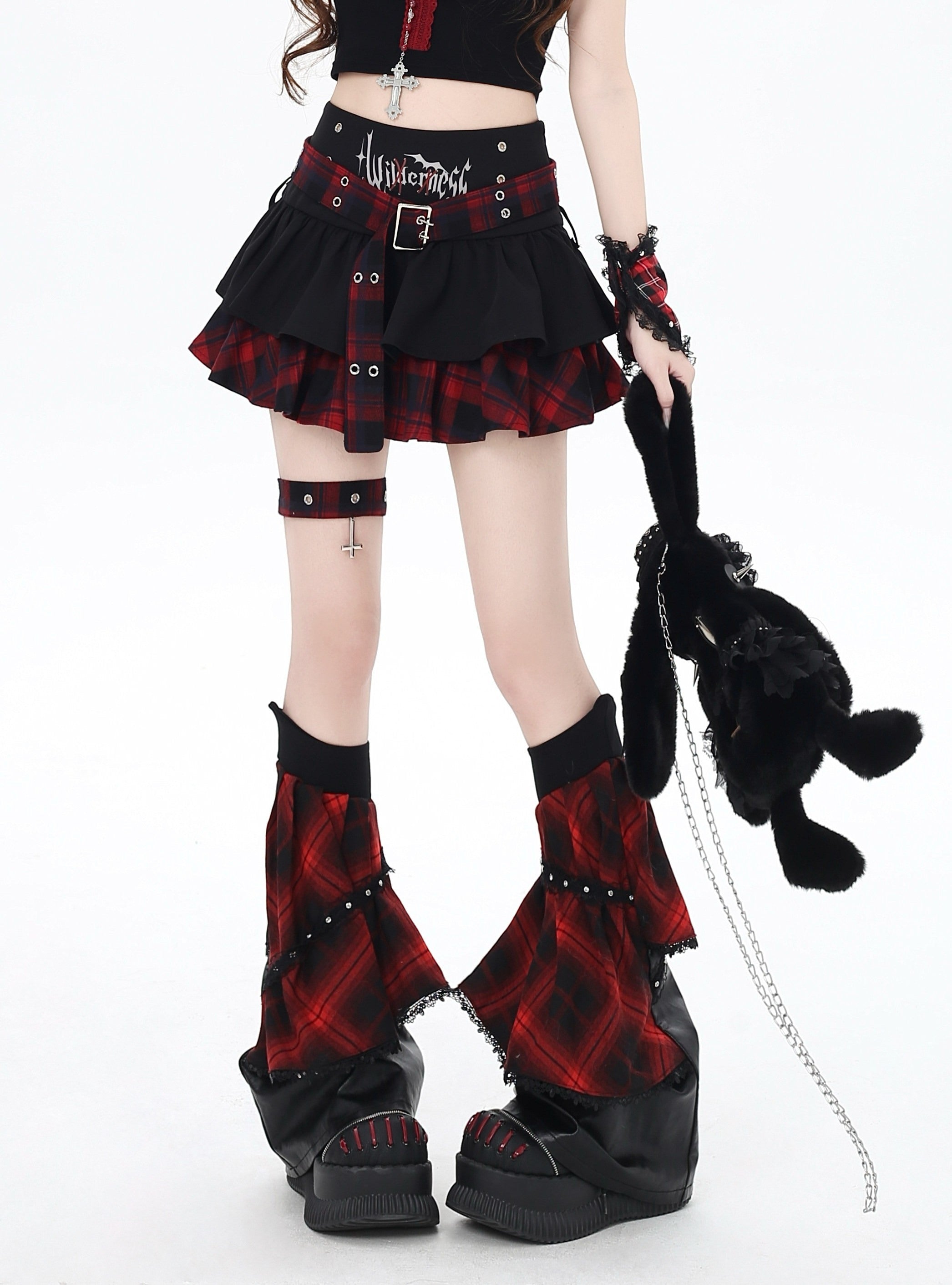 CRAZYGIRL_Goth_Idol_Plaid_Tiered_Lace_Up_High_Waist_Women's_Polyester_Mini_Skirts_907891661863_MISSTT