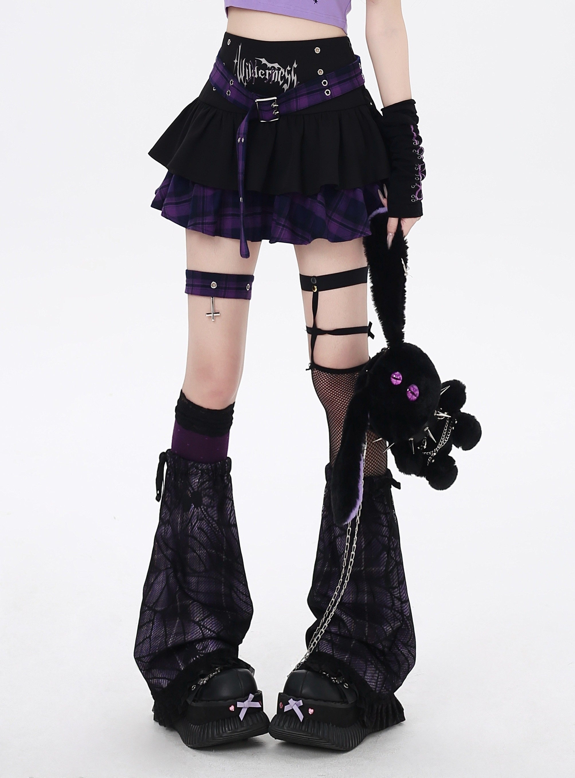CRAZYGIRL_Goth_Idol_Plaid_Tiered_Lace_Up_High_Waist_Women's_Polyester_Mini_Skirts_907891661863_MISSTT