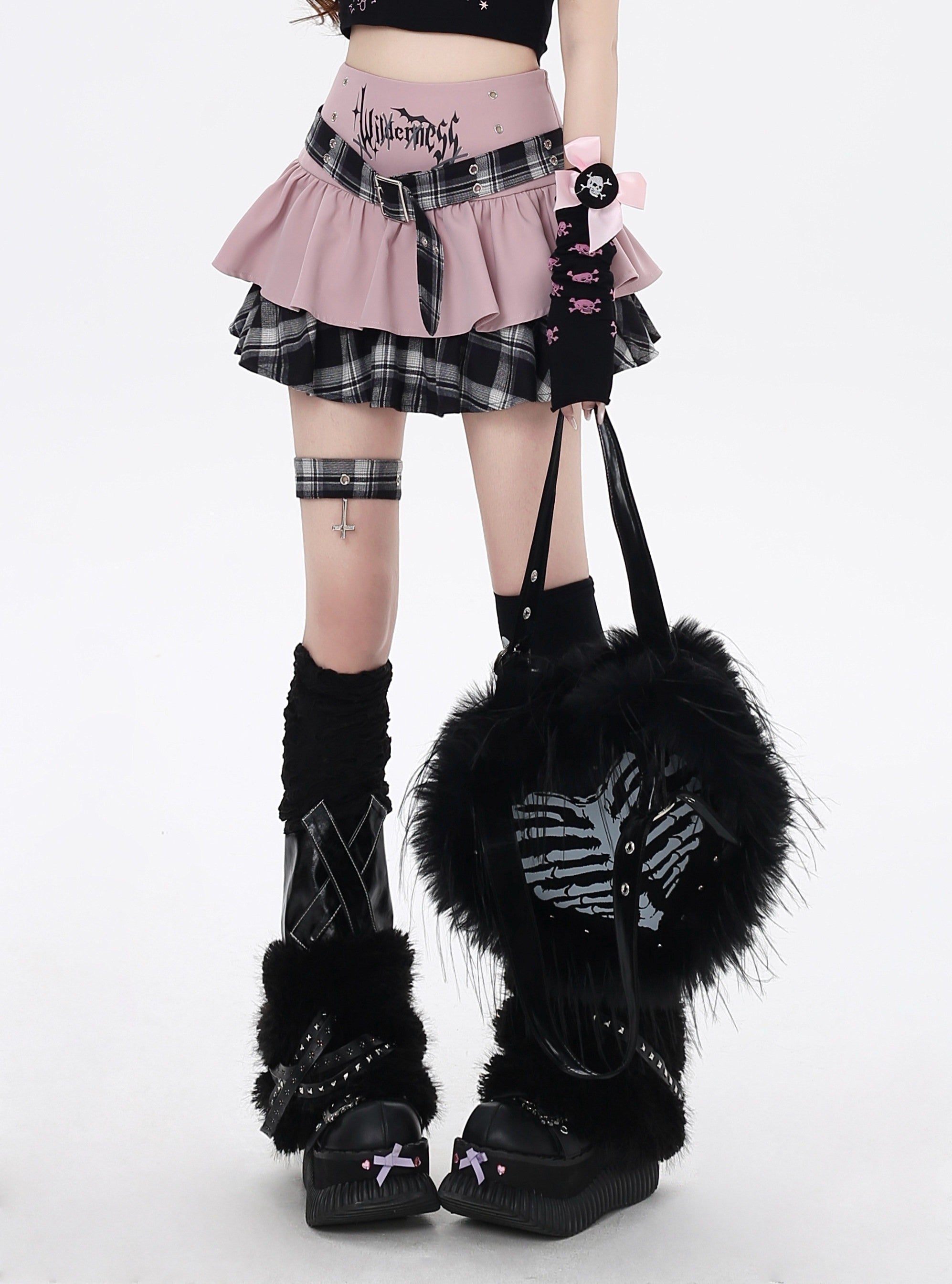 CRAZYGIRL_Goth_Idol_Plaid_Tiered_Lace_Up_High_Waist_Women's_Polyester_Mini_Skirts_907891661863_MISSTT