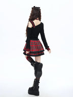 CRAZYGIRL Gothic Butterfly Asymmetrical Waist Cinch Slim Women's Long Sleeve T-shirts