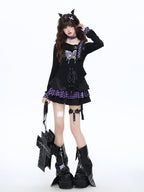 CRAZYGIRL Gothic Butterfly Asymmetrical Waist Cinch Slim Women's Long Sleeve T-shirts