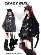 CRAZYGIRL Gothic Cross Lace Up Women's Other Material Loose Knit Sweaters