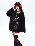 CRAZYGIRL Gothic Cross Lace Up Women's Other Material Loose Knit Sweaters