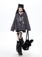 CRAZYGIRL Gothic Cross Lace Up Women's Other Material Loose Knit Sweaters