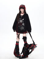 CRAZYGIRL Gothic Cross Lace Up Women's Other Material Loose Knit Sweaters