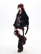 CRAZYGIRL Gothic Cross Lace Up Women's Other Material Loose Knit Sweaters