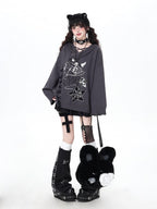 CRAZYGIRL Gothic Cross Lace Up Women's Other Material Loose Knit Sweaters