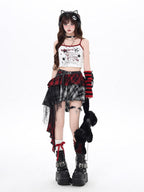 CRAZYGIRL Graffiti Print Spaghetti Strap Cropped Sweet Women's Tank Tops