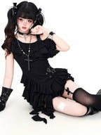 CRAZYGIRL Heart Print Ruffle Sleeve Cinched Waist Women's Short Sleeve T-shirts